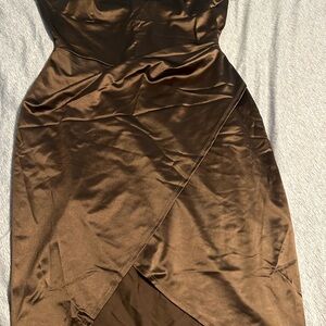 Elegant Brown Satin Dress